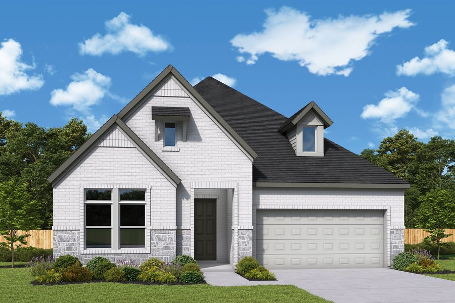 Representative exterior photo of a completed home built from the The Magnolia by David Weekley Homes in Mustang Lakes, Celina, TX (Image 1).