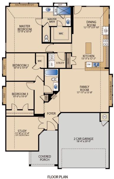 2D floor plan layout of this home in Crosswinds, Kyle, TX (Image 4).