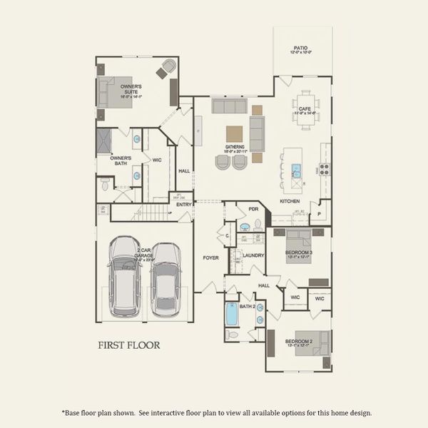 2D floor plan layout for the Bridgestone by Pulte Homes in Heartwood, Richmond Hill, GA (Image 3).