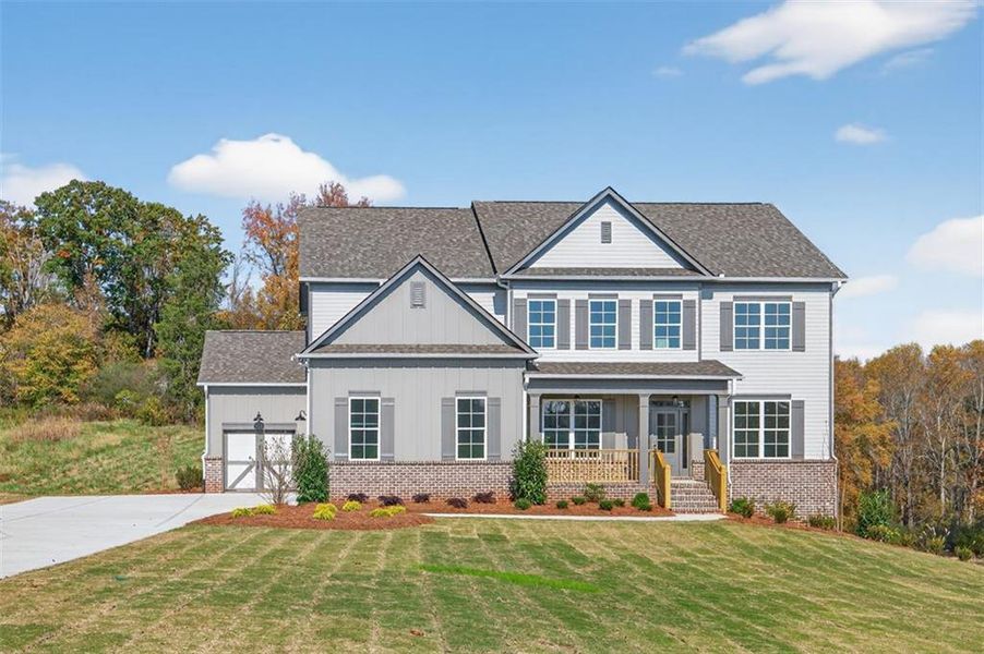 Front exterior of a new home in , Gainesville, GA, highlighting curb appeal (Image 26). Front exterior of a new home in , Gainesville, GA, highlighting curb appeal (Image 26).