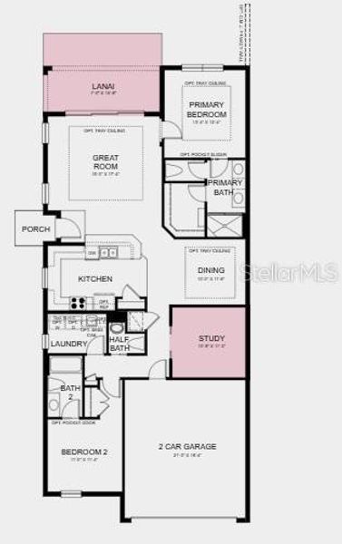 Additional Highlights Include: Covered extended lanai, study in place of flex, and single pocket door.