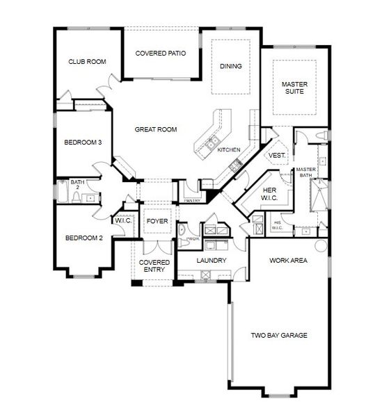 2D floor plan layout for the Redmond by GHO Homes in Bent Pine Preserve, Vero Beach, FL (Image 11).