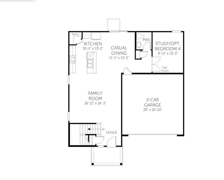 2D floor plan layout for the Wayfare - Single Family Homes by Dream Finders Homes in Briargate, Fountain Inn, SC (Image 3).