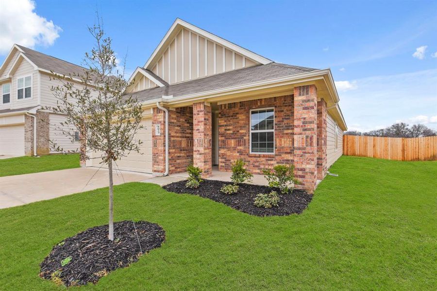 Front exterior of a new home in Deer Creek, Fort Worth, TX, highlighting curb appeal (Image 2). Front exterior of a new home in Deer Creek, Fort Worth, TX, highlighting curb appeal (Image 2).