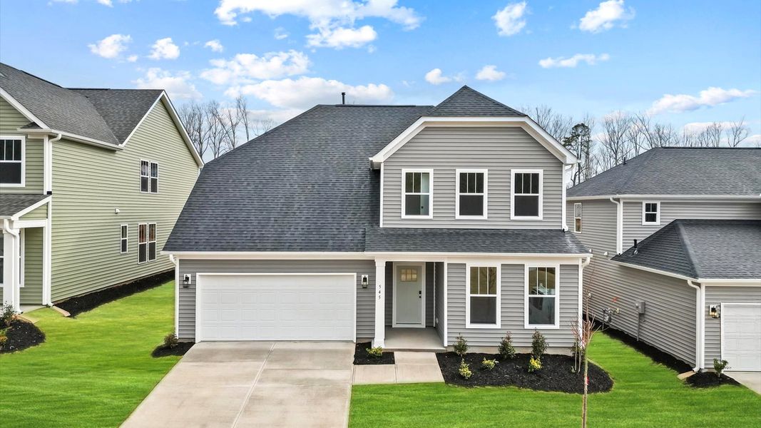 Representative exterior photo of a completed home built from the Drayton by DRB Homes in The Wilds at Cedar Mountain, Asheville, NC (Image 18).