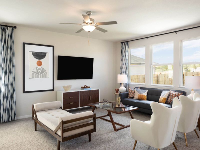 Furnished interior view inside a new home in Turner's Crossing - Americana Collection, Buda (Image 3).