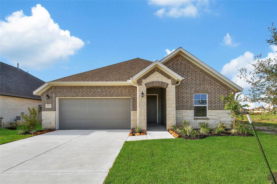 Front exterior of a new home in , Rosharon, TX, highlighting curb appeal (Image 18).