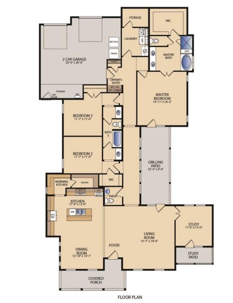2D floor plan layout of this home in Easton Park, Austin, TX (Image 5).