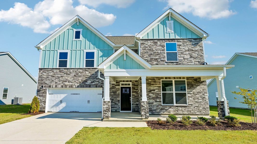 Representative exterior photo of a completed home built from the Hartwell by D.R. Horton in Eagle Creek, Fuquay Varina, NC (Image 2). Representative exterior photo of a completed home built from the Hartwell by D.R. Horton in Eagle Creek, Fuquay Varina, NC (Image 2).