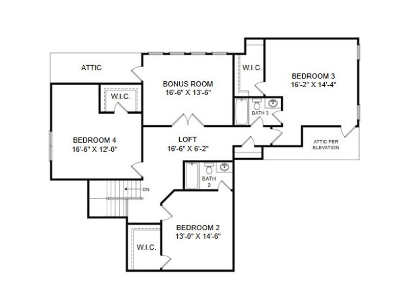 2D floor plan layout for the Crawford by HHHunt Homes LLC in The Summit at Morgan Ridge, Chapel Hill, NC (Image 7).