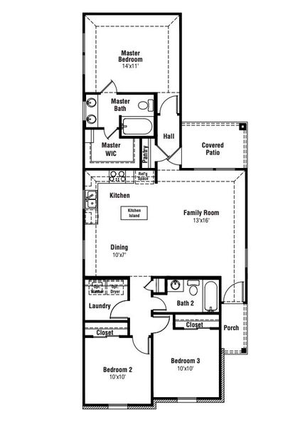 2D floor plan layout for the Bluebonnet by Scott Felder Homes in Mayfair, New Braunfels, TX (Image 6). 2D floor plan layout for the Bluebonnet by Scott Felder Homes in Mayfair, New Braunfels, TX (Image 6).