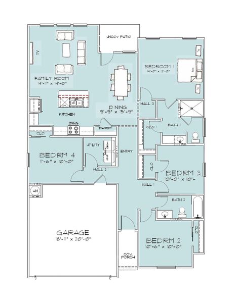 2D floor plan layout of this home in Pleasant Hill, Bryan, TX (Image 3).