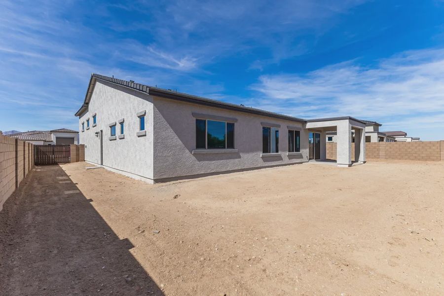 Exterior details and patio area of a home in Valencia at Granite Vista, Waddell (Image 22).
