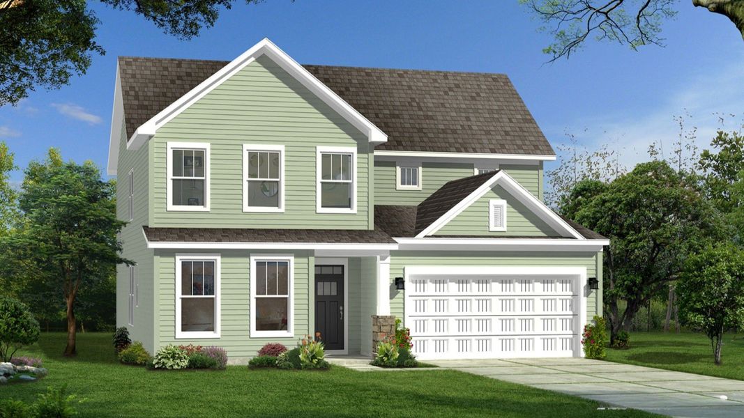 Representative exterior photo of a completed home built from the Drayton by DRB Homes in Walnut Ridge, Inman, SC (Image 22). Representative exterior photo of a completed home built from the Drayton by DRB Homes in Walnut Ridge, Inman, SC (Image 22).