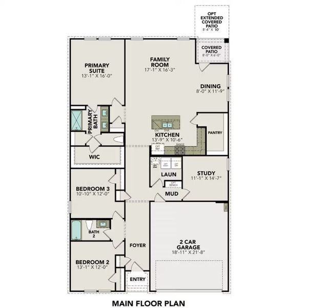 2D floor plan layout of this home in Bricewood, San Antonio, TX (Image 3).