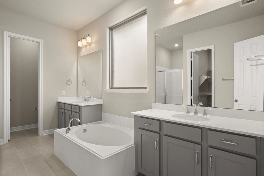 Primary bath. Note: Sample product photo - actual exterior and interior selections may vary.