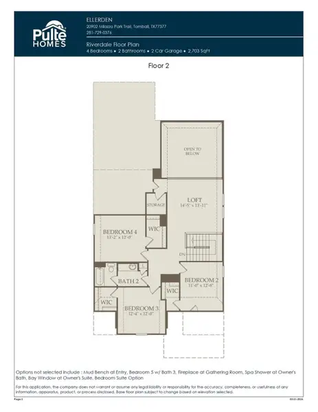 2D floor plan layout of this home in Ellerden, Tomball, TX (Image 2).