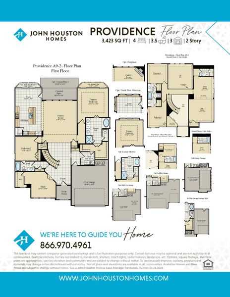 2D floor plan layout for the Providence by John Houston Homes in Waterfall Ranch - 1 Acre Lots, Waxahachie, TX (Image 3).