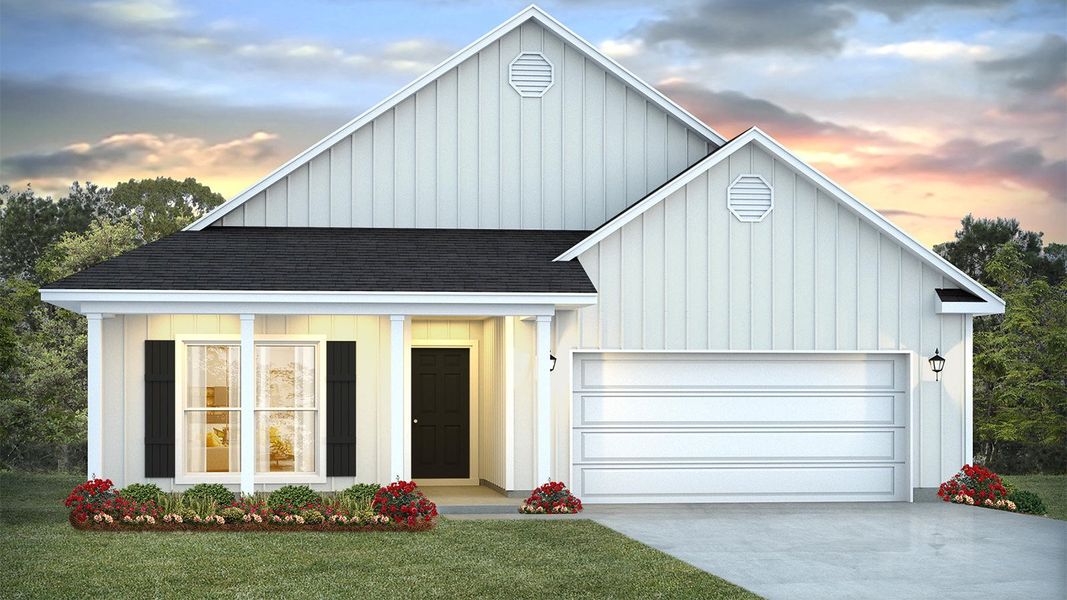Representative exterior photo of a completed home built from the Delray by D.R. Horton in Caballeros Estates At Hombre, Panama City Beach, FL (Image 20).