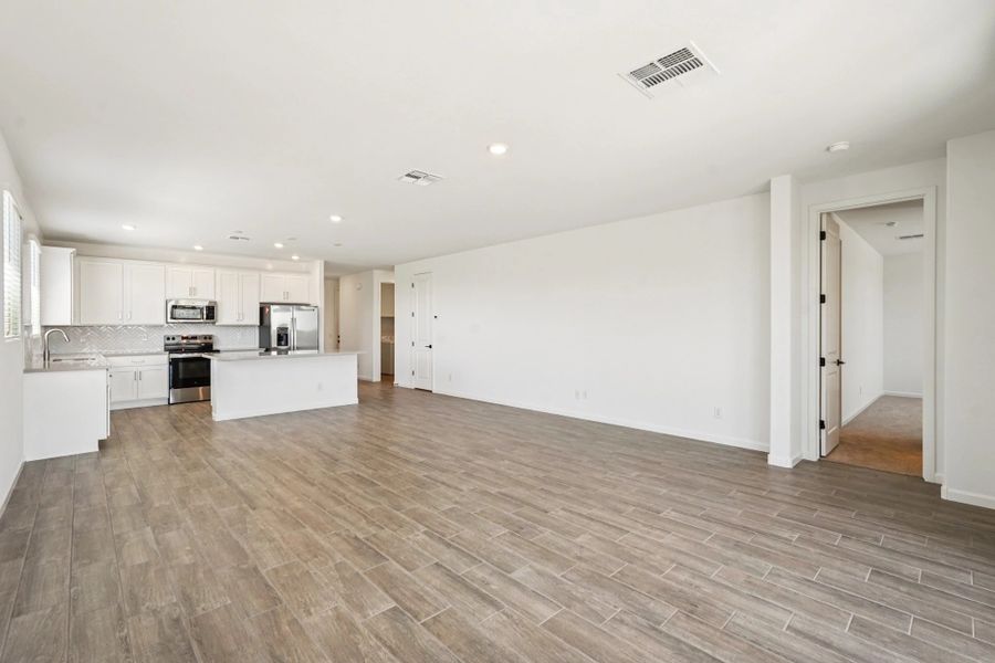 Great room and kitchen Great room and kitchen