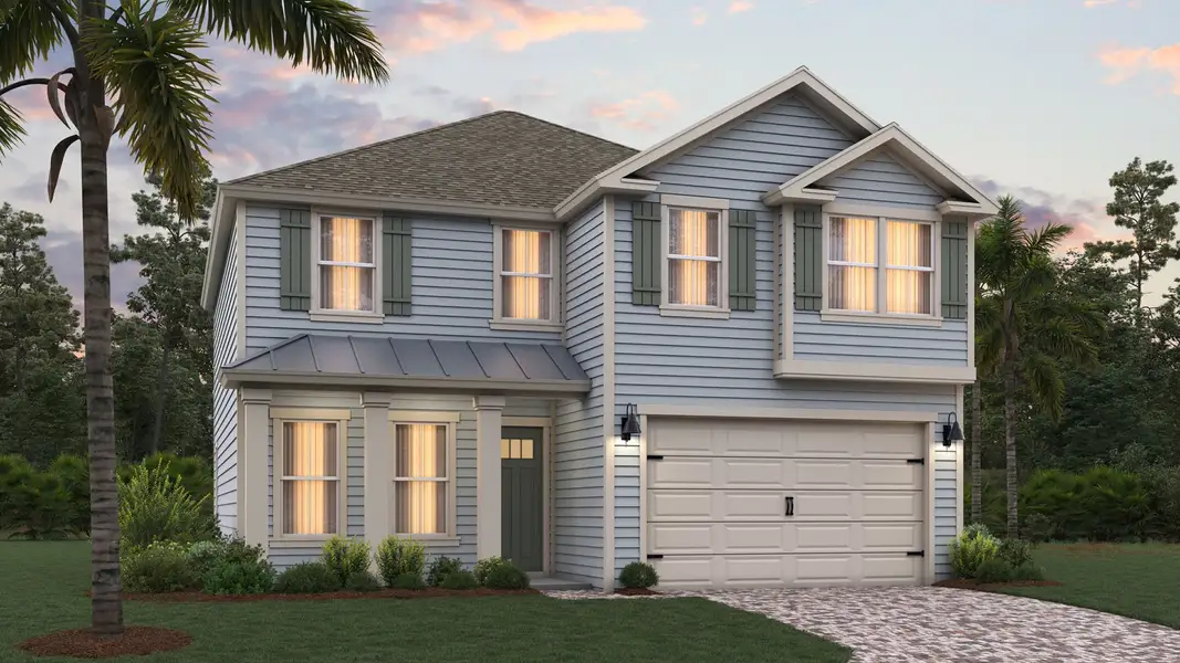 Representative exterior photo of a completed home built from the Coral by D.R. Horton in Broward Key, Jacksonville, FL (Image 1). Representative exterior photo of a completed home built from the Coral by D.R. Horton in Broward Key, Jacksonville, FL (Image 1).