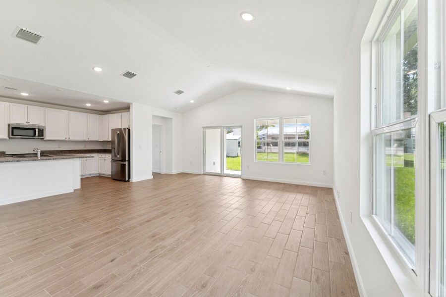 Kitchen, Great Room & Dining Area