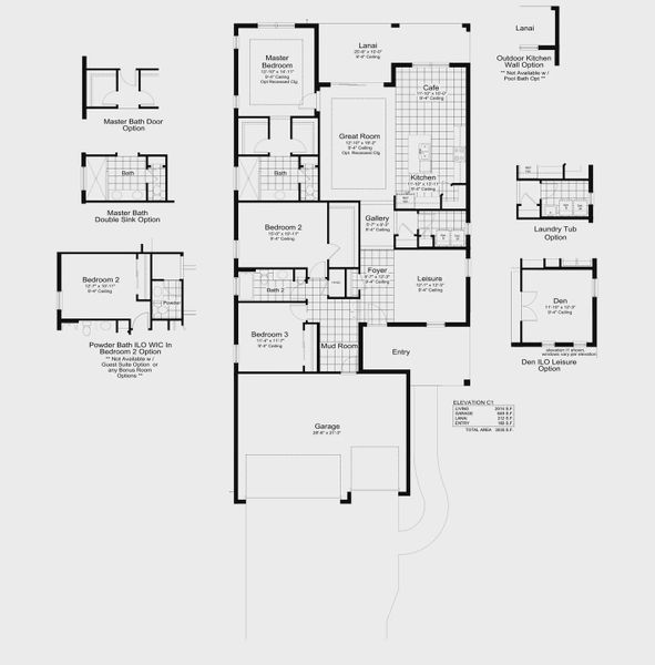2D floor plan layout for the Meadow Brook by Neal Communities in Tide Marsh, Fort Myers, FL (Image 5).