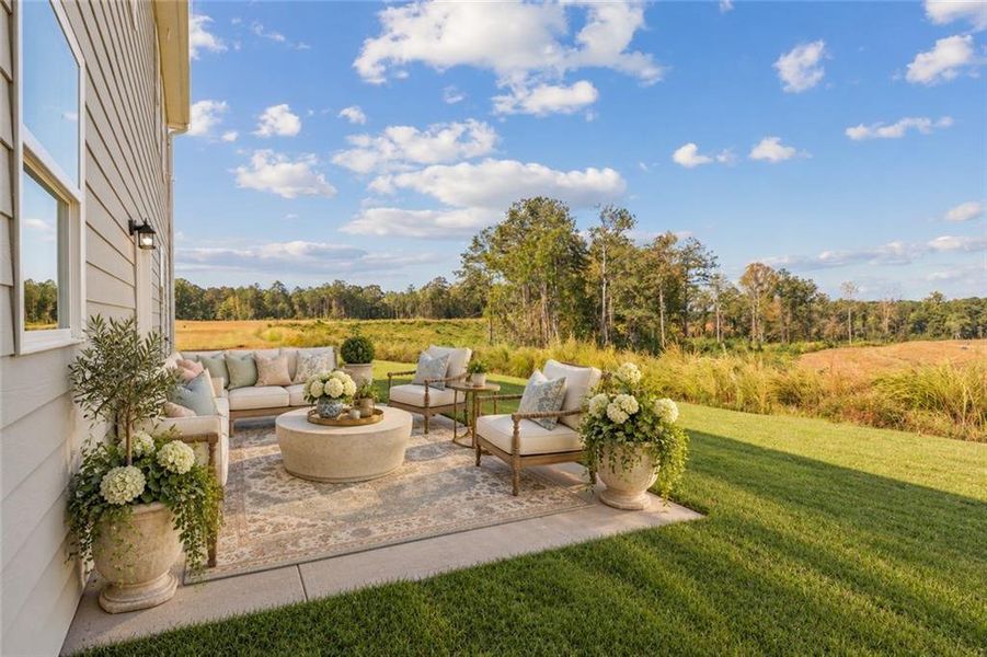 Exterior details and patio area of a home in The Brooke at Rivertown, South Fulton (Image 3).