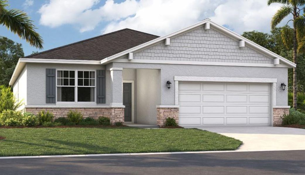 Front exterior of a new home in Groves at Whitemarsh, Leesburg, FL, highlighting curb appeal (Image 2).