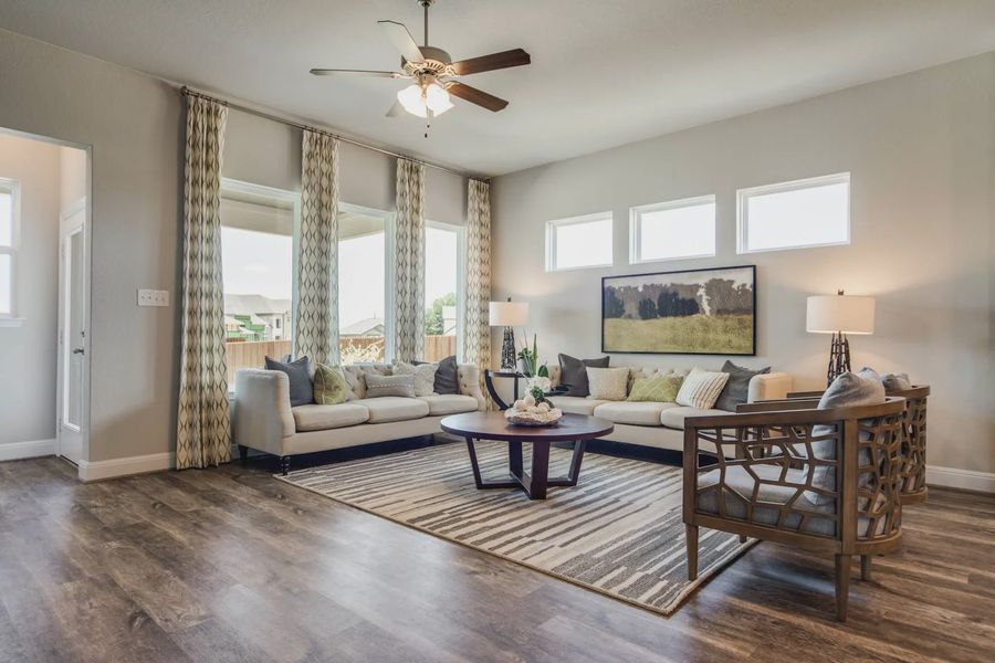 Representative furnished interior of a home built from the Charleston by Chesmar Homes in Stillwater Ranch, Buda (Image 11).