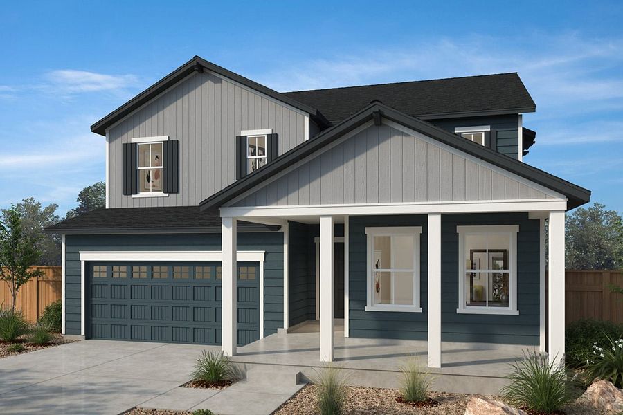 Representative exterior photo of a completed home built from the 2390 by KB Home in Brighton Crossings, Brighton, CO (Image 5). Representative exterior photo of a completed home built from the 2390 by KB Home in Brighton Crossings, Brighton, CO (Image 5).