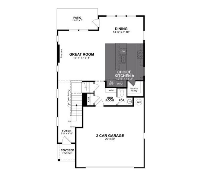 2D floor plan layout for the Keystone by Beazer Homes in Poppy at GreenHouse, Marietta, GA (Image 5).