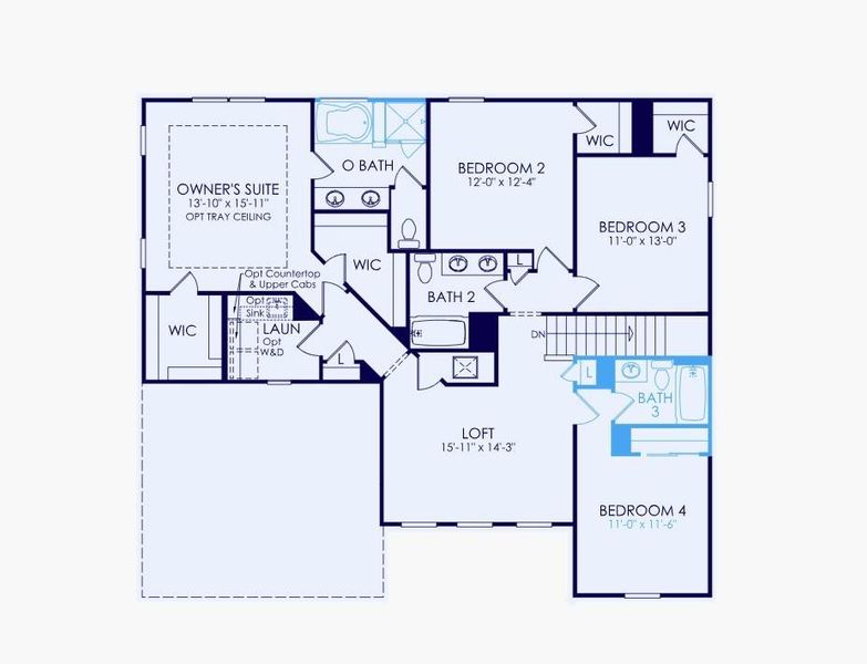 2D floor plan layout of this home in Rose Creek, Cumming, GA (Image 3).
