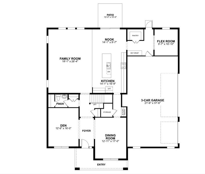 2D floor plan layout for the Grandview Sl by M/I Homes in Willow Run, Apopka, FL (Image 5).