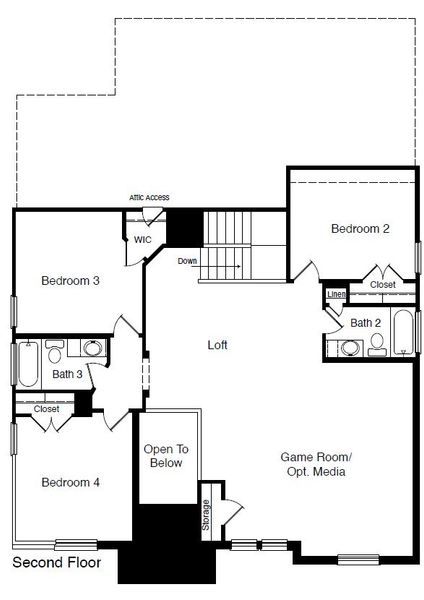 2D floor plan layout of this home in Eagle Creek, Denton, TX (Image 5).