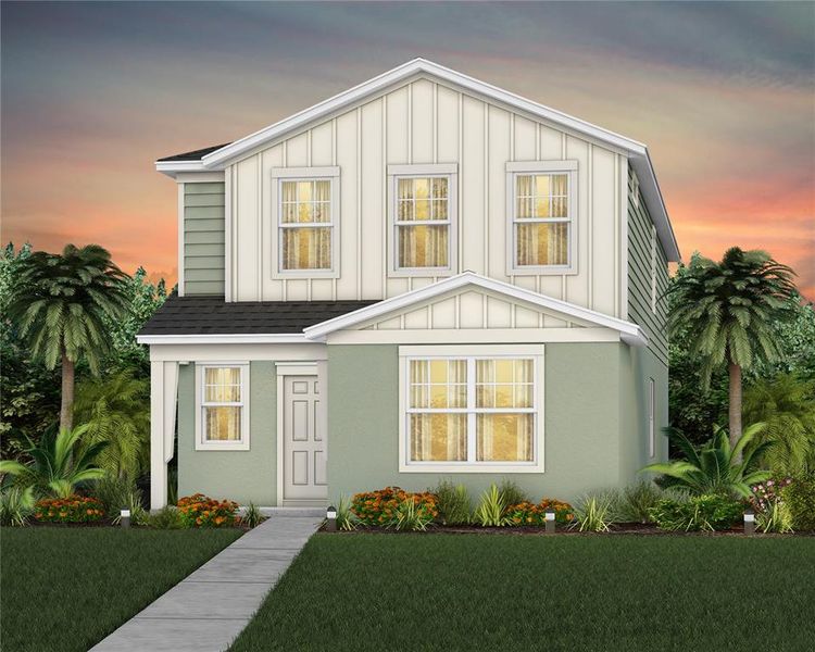 Exterior Design. Artistic rendering for this new construction home. Pictures are for illustrative purposes only. Elevations, colors and options may vary.