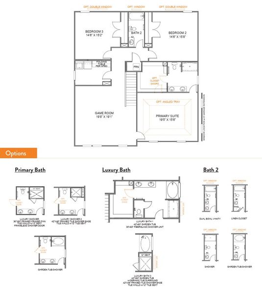 2D floor plan layout for the Riley by True Homes in Westbrook Falls, Colfax, NC (Image 3).