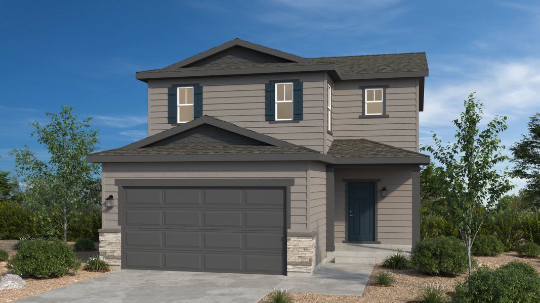Representative exterior photo of a completed home built from the Glacier by Taylor Morrison in Lake Bluff, Greeley, CO (Image 22). Representative exterior photo of a completed home built from the Glacier by Taylor Morrison in Lake Bluff, Greeley, CO (Image 22).