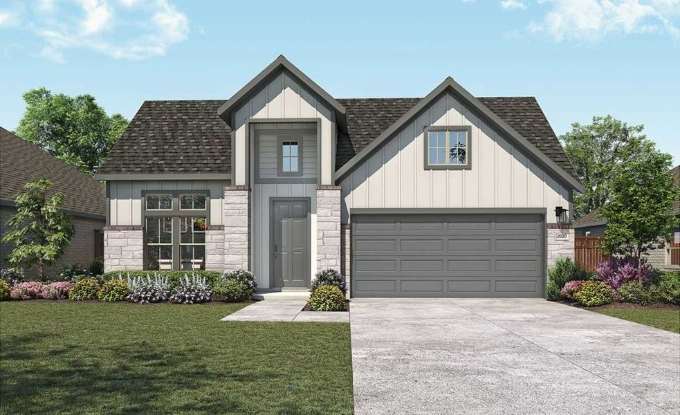 2D floor plan layout for the Laurel by DRB Homes in Meyer Ranch – Premier, New Braunfels, TX (Image 21).