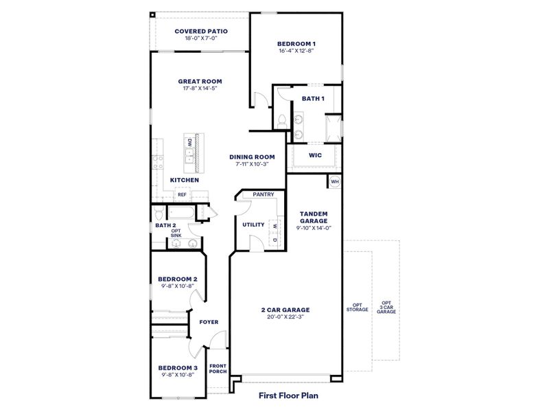 2D floor plan layout of this home in Desert Moon Estates, Buckeye, AZ (Image 4).