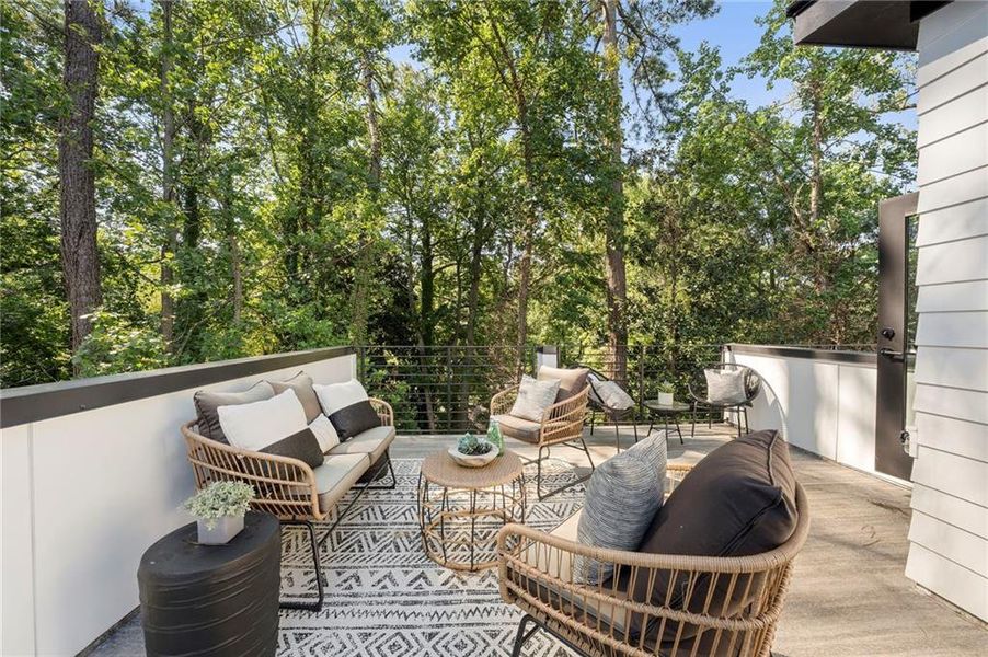 Exterior details and patio area of a home in , Atlanta (Image 2). Exterior details and patio area of a home in , Atlanta (Image 2).