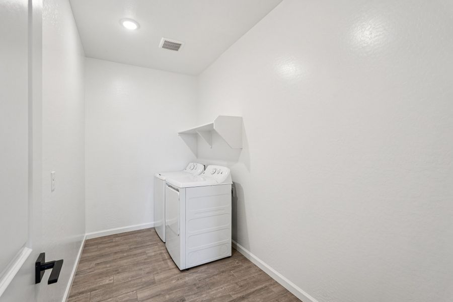 Laundry. Finishes and options may vary.