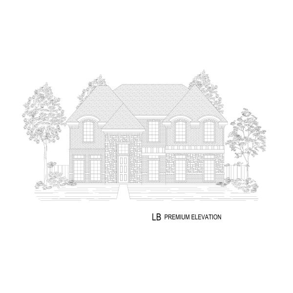 Representative rendering of the exterior for the Hillcrest 45 2R-CW (w/Media) by First Texas Homes (Image 19).