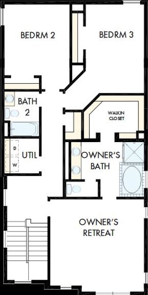 2D floor plan layout of this home in Jubilee - Cottages Row Collection, Hockley, TX (Image 4).