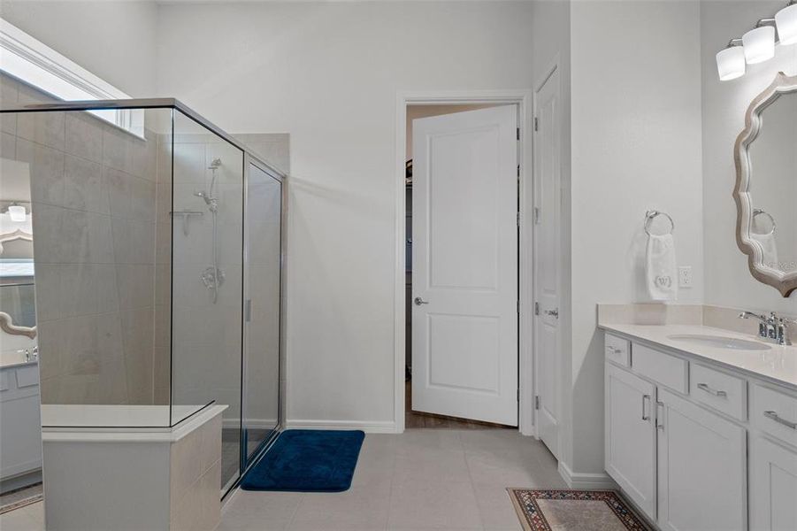 primary bath with zero entry shower