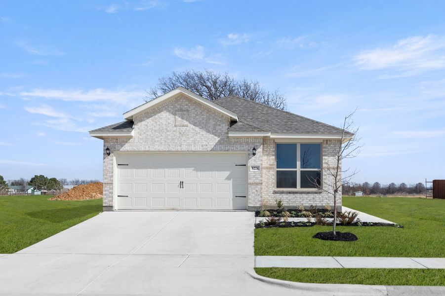 Front exterior of a new home in Belmont, Aubrey, TX, highlighting curb appeal (Image 1). Front exterior of a new home in Belmont, Aubrey, TX, highlighting curb appeal (Image 1).