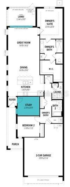 2D floor plan layout of this home in Brightmore at Wellen Park, Venice, FL (Image 2).