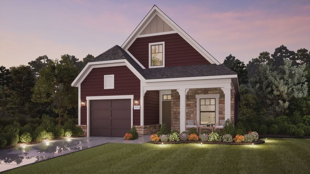 Representative exterior photo of a completed home built from the Rockaway by Epcon Communities in The Courtyards at Oak Grove, Durham, NC (Image 21).