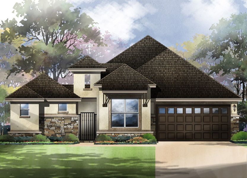 Berwyn III Floor Plan in Parmer Ranch, Georgetown | Sitterle Homes Elevation E Berwyn III Floor Plan in Parmer Ranch, Georgetown | Sitterle Homes Elevation E