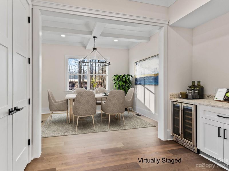 Elegant Dining Area w/Coffered Ceiling